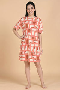 Zivame 2 Mile Fashion Knit Cotton Loungewear Dress - Burnt Sienna — thumbnail 2